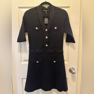 Maje Rimasola Ribbed Sweater Black Dress size 38